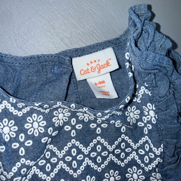 Cat & Jack Denim Blue Baby Romper - Picture 2 of 2
